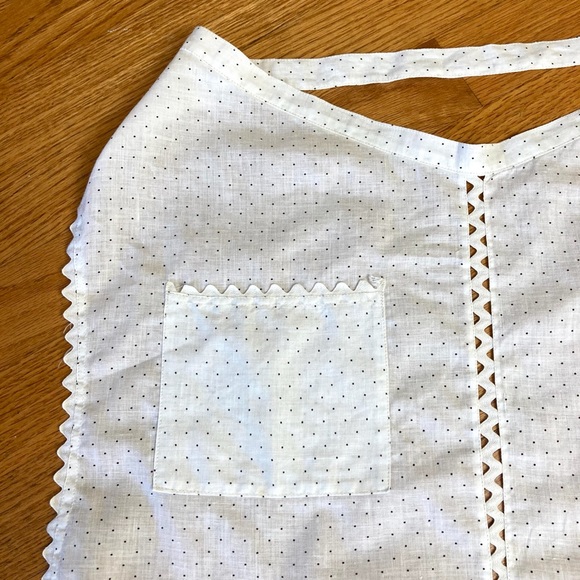 Vintage White & Black Polka Dot Apron Sz M/L - Picture 5 of 7